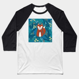 Winter Fox Floral Baseball T-Shirt